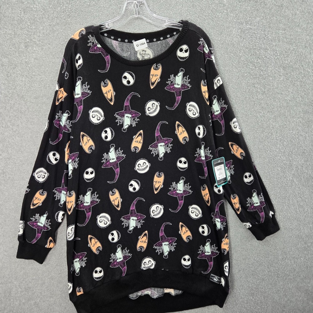 The Nightmare Before Christmas Women Sleepwear L Black Tunic Shirt Disney NWT